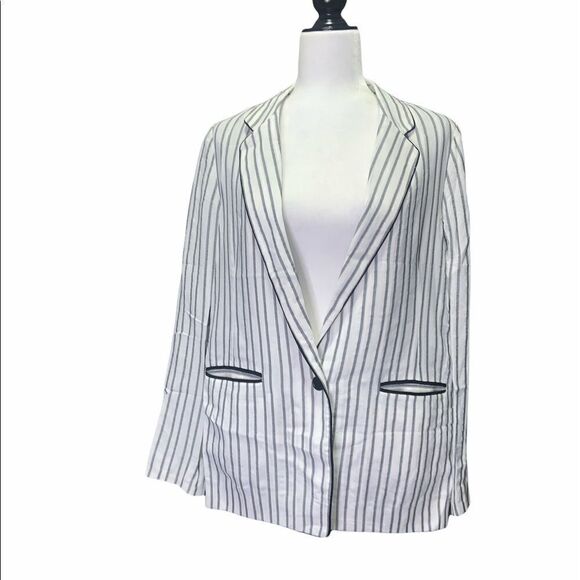 maje Stripe Down Single Button Blazer - Picture 1 of 9